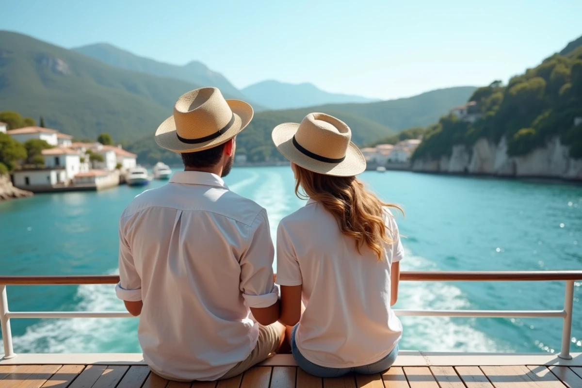 Jeune couple discutant sur le ferry vers Porquerolles