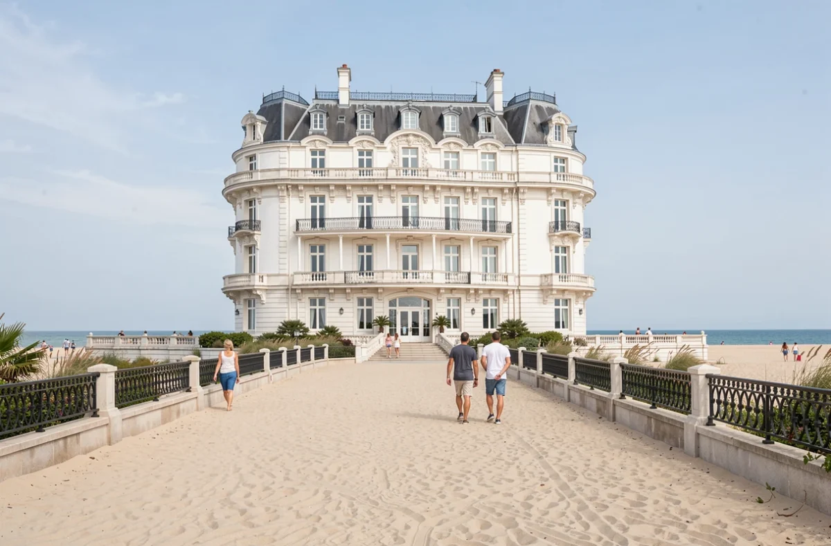 Façade Belle Époque du Grand Hôtel de Cabourg face à la plage de Cabourg