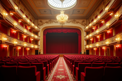 Intérieur orné du théâtre Palais Royal avec sièges en velours rouge
