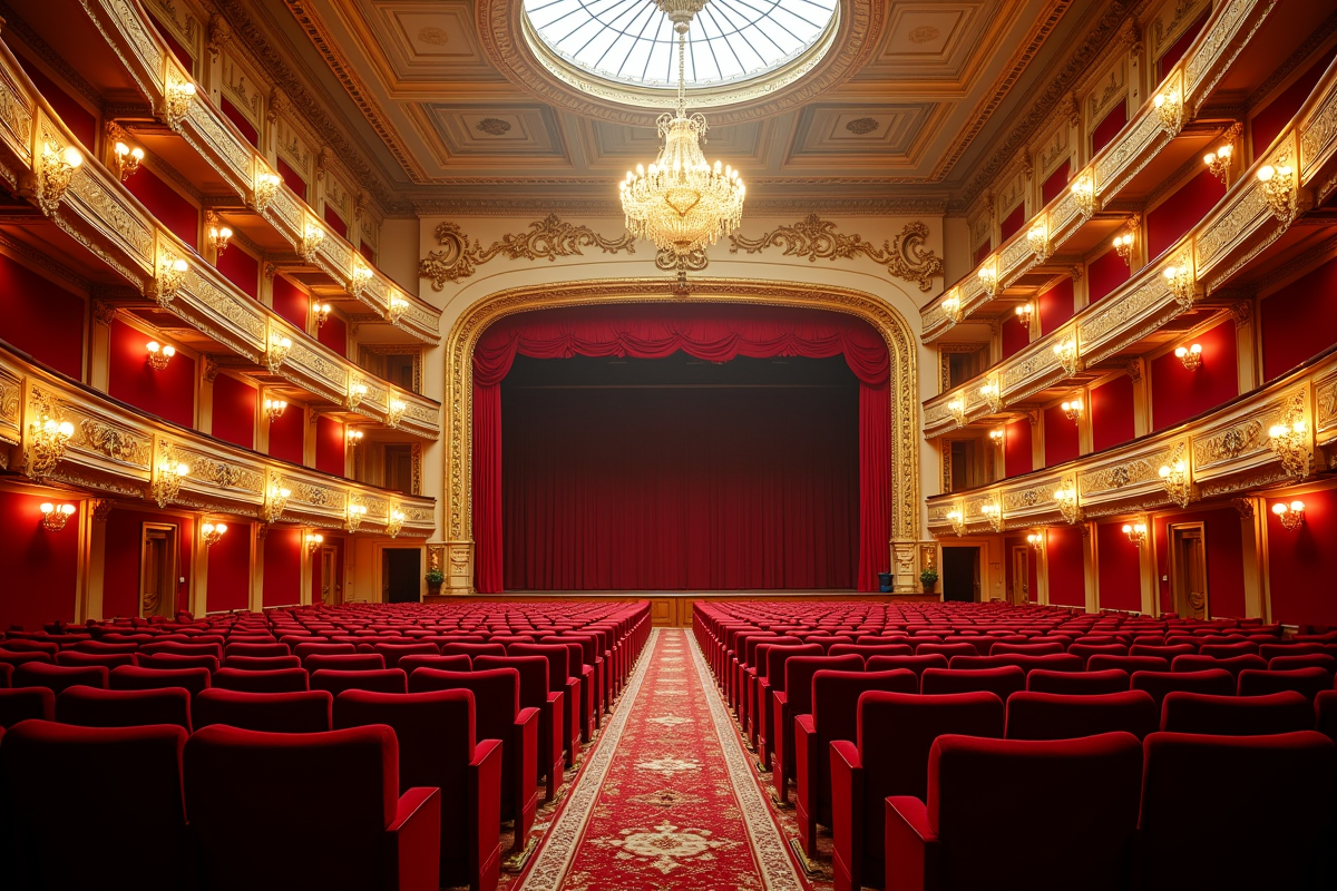 Intérieur orné du théâtre Palais Royal avec sièges en velours rouge