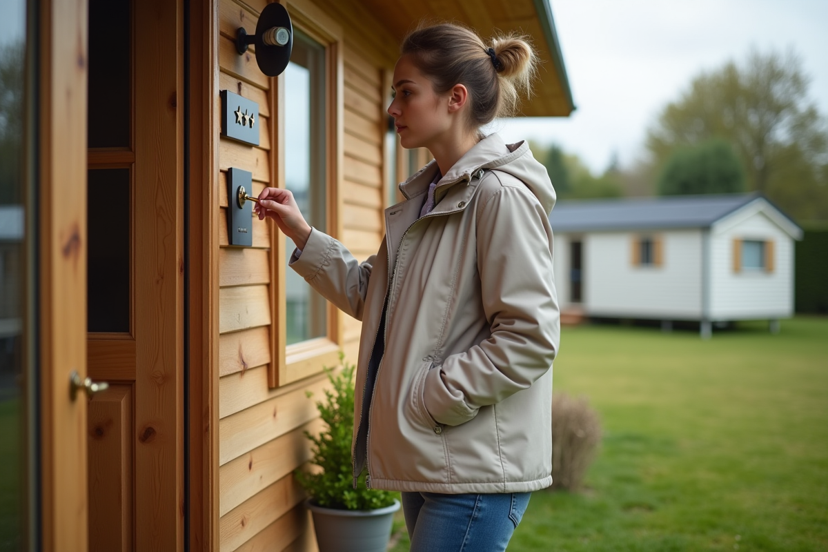 Jeune femme lisant une plaque d