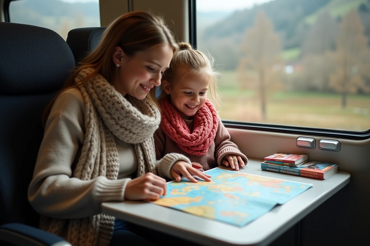Mère et fille étudiant une carte de l