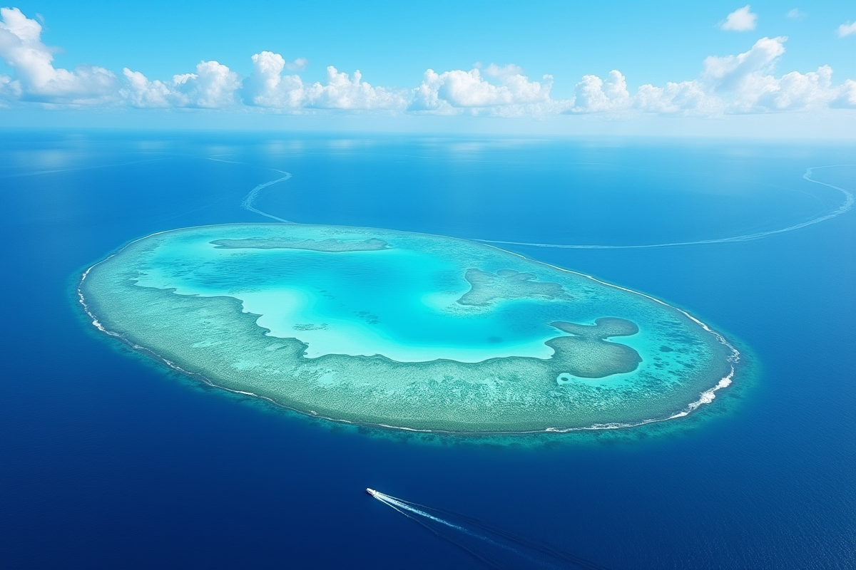 Vue aérienne des récifs et lagons de la grande barrière de corail